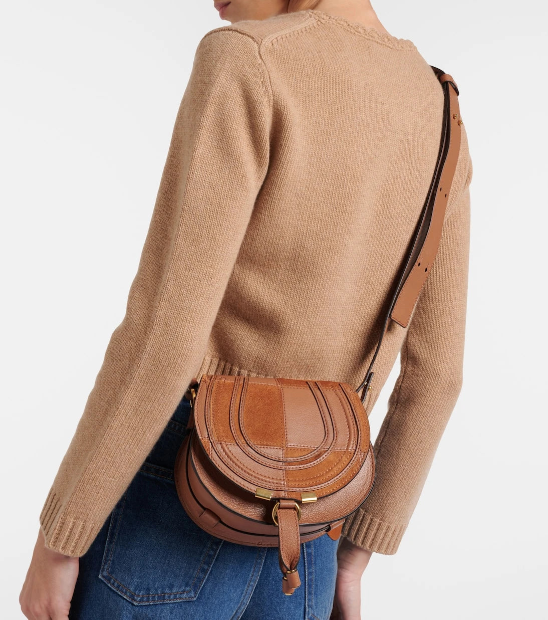 Chloé - Marcie Small leather and suede crossbody bag