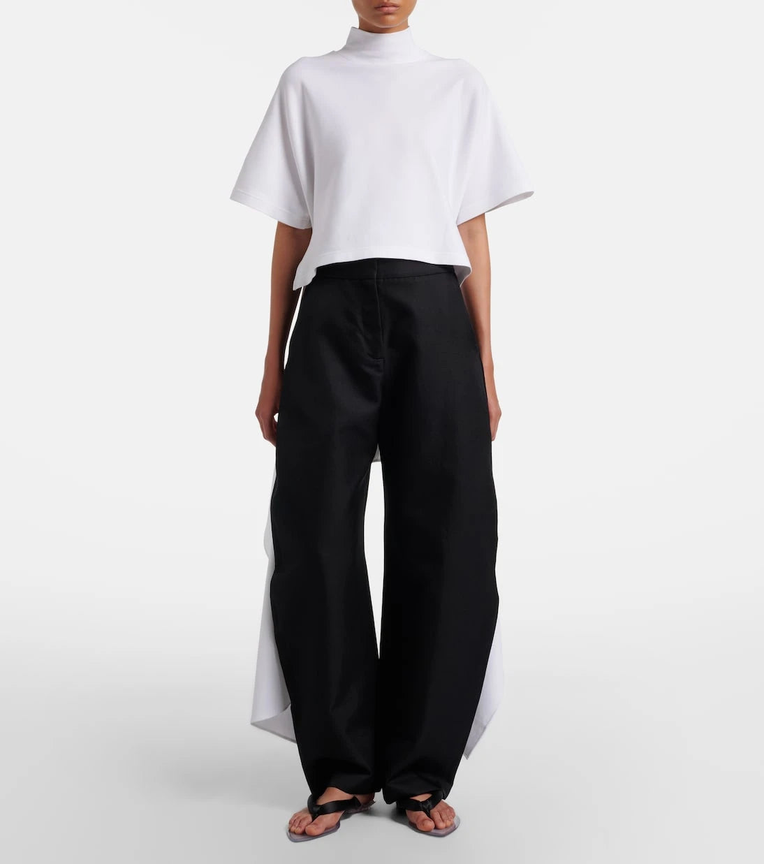 Alaïa - Asymmetric cotton-blend jersey T-shirt