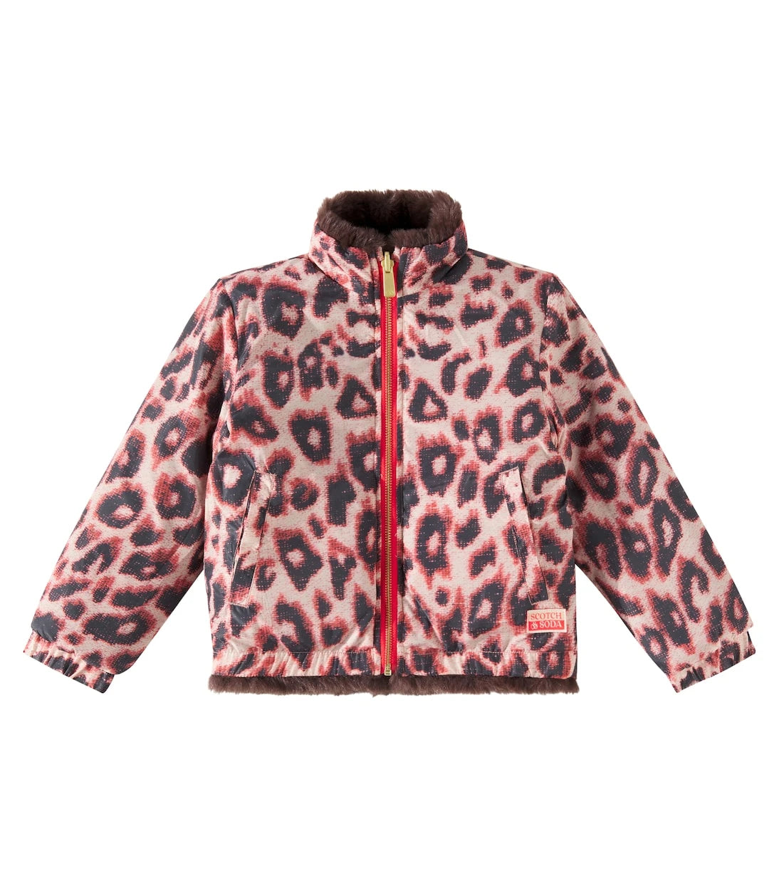 Scotch & Soda Kids - جاكيت بومبر قابل للارتداء على الوجهين من الفرو الصناعي