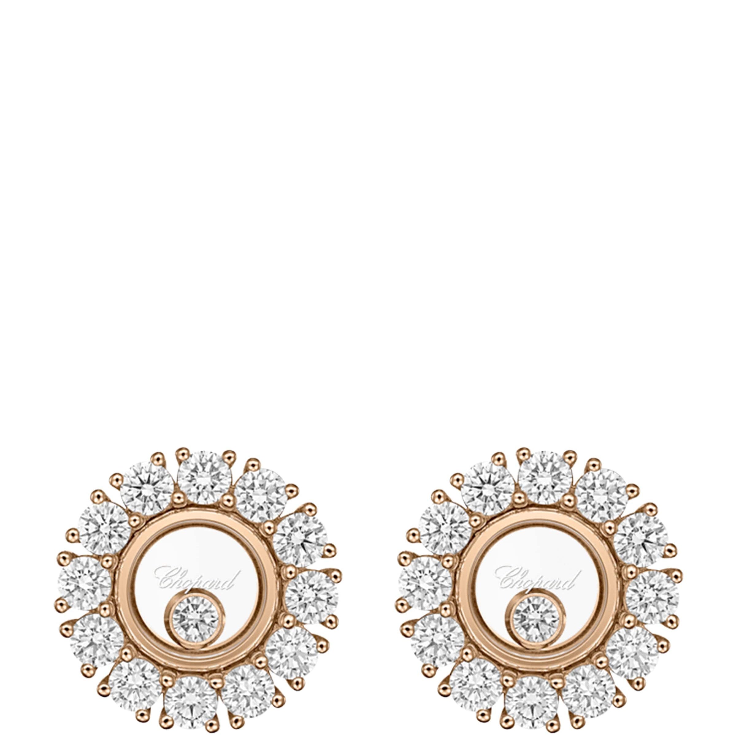 Chopard Rose Gold and Diamond Happy Diamonds Icons Joaillerie Stud Earrings