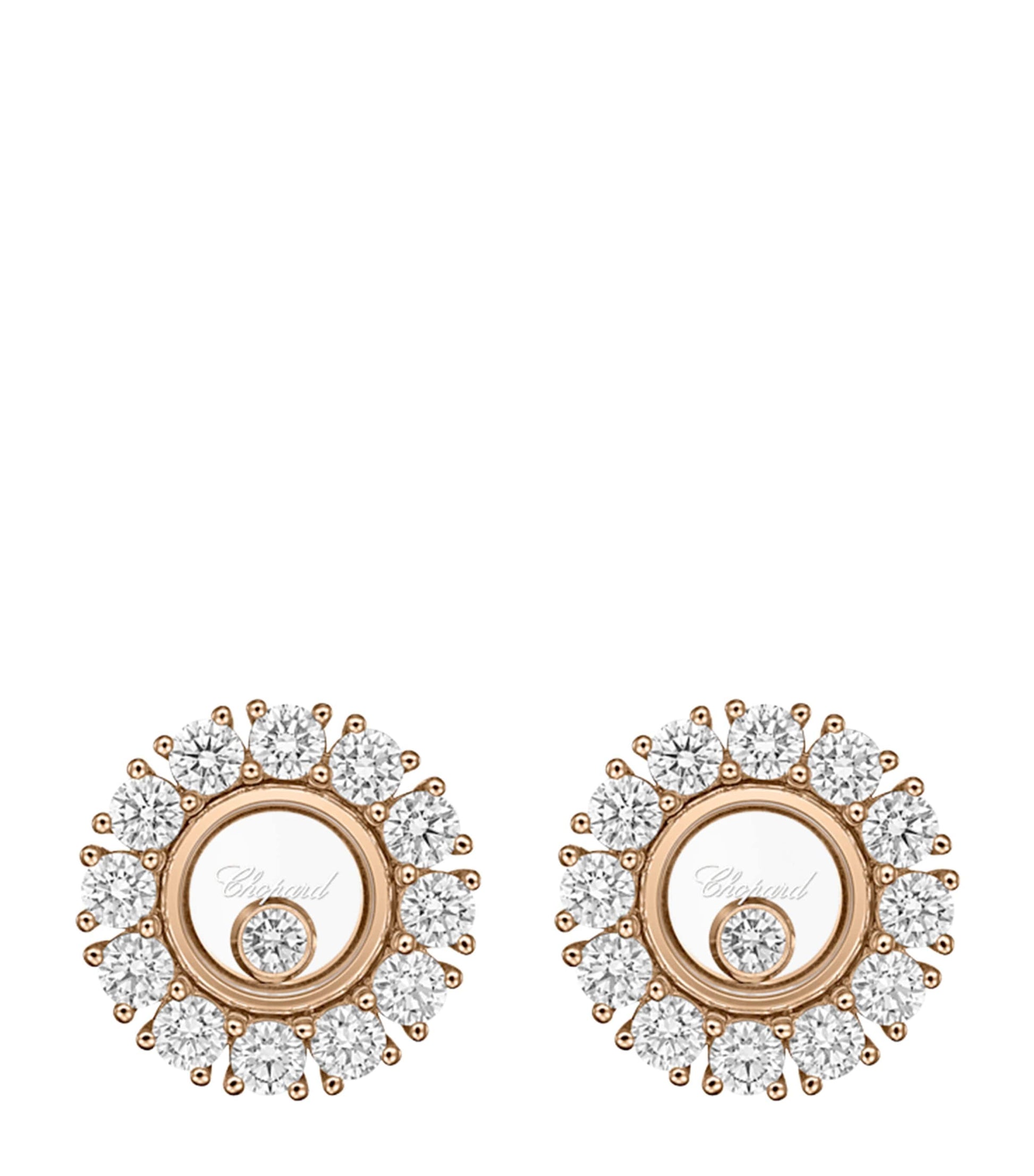 Chopard Rose Gold and Diamond Happy Diamonds Icons Joaillerie Stud Earrings