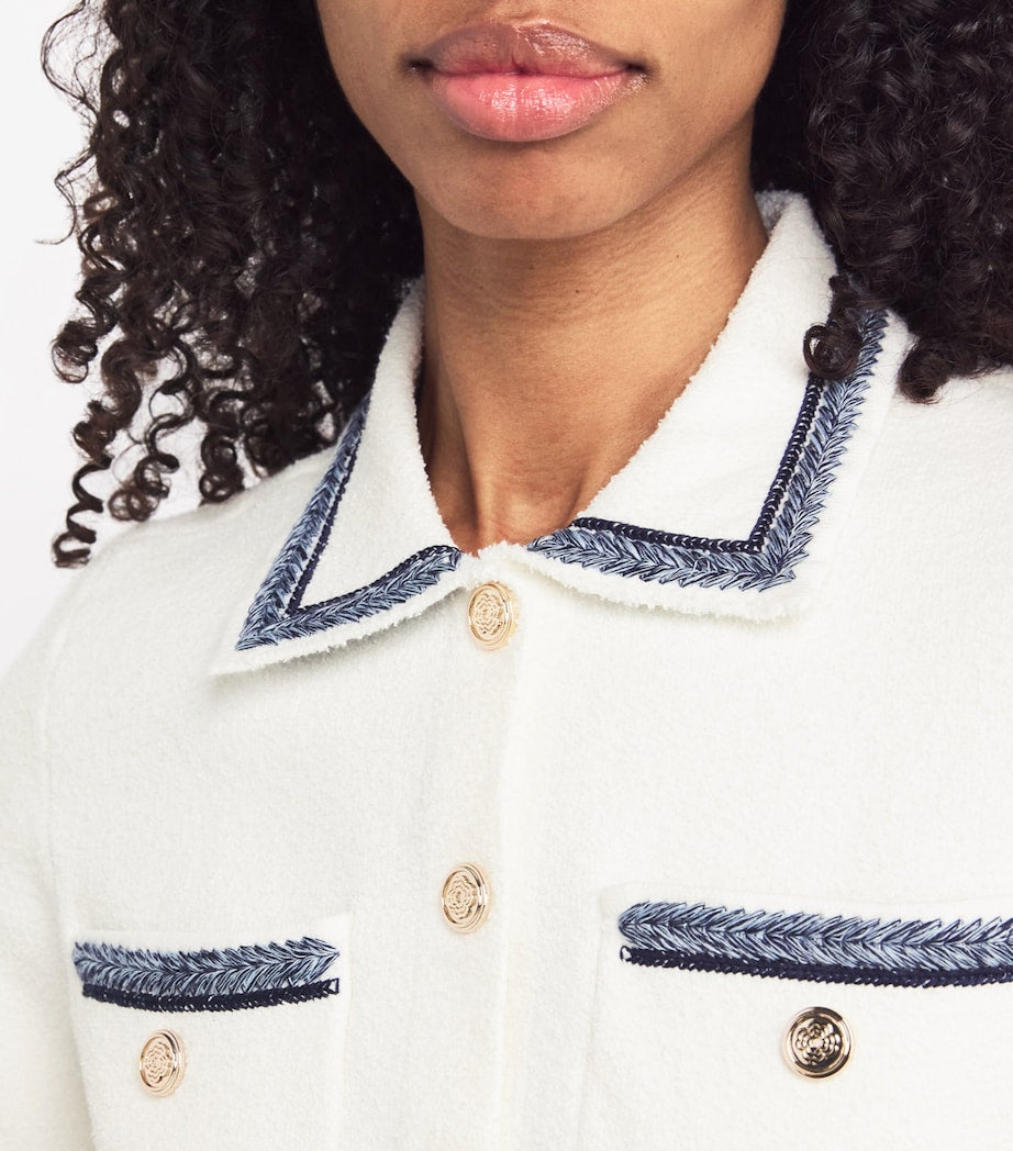 White Cotton-Blend Bouclé Shirt