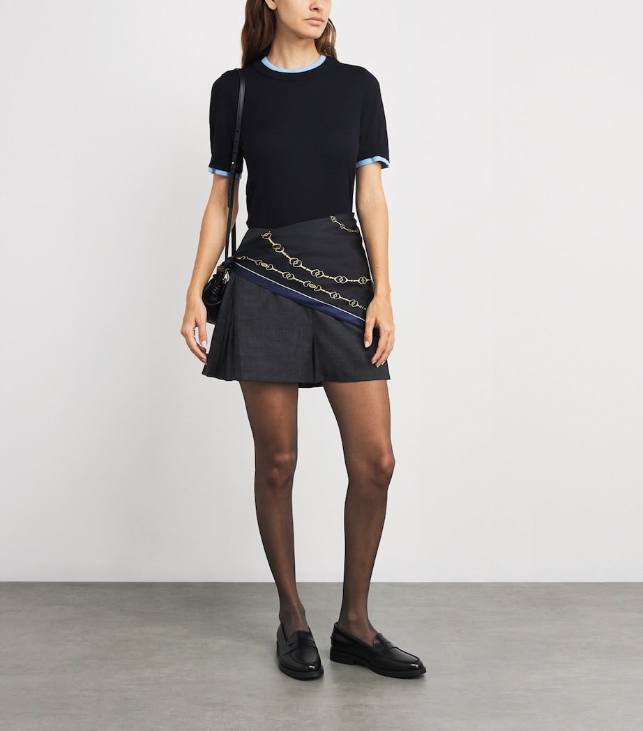 Blue Silk Printed Scarf