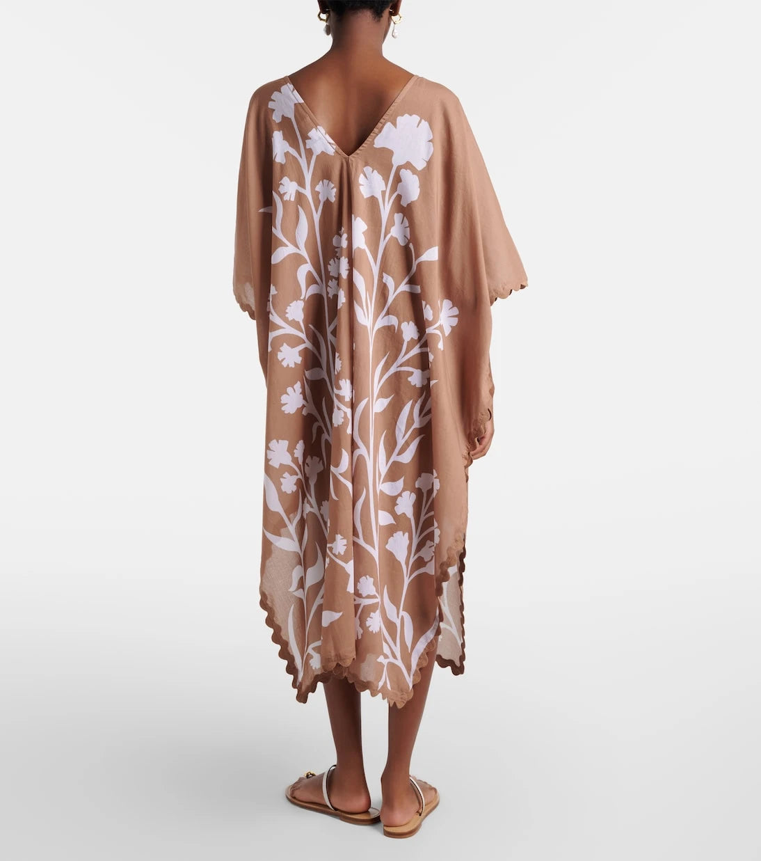 Juliet Dunn - Floral scalloped cotton kaftan