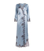 Silk Lace-Detail Long Robe BLEU GIVRE/EBEN