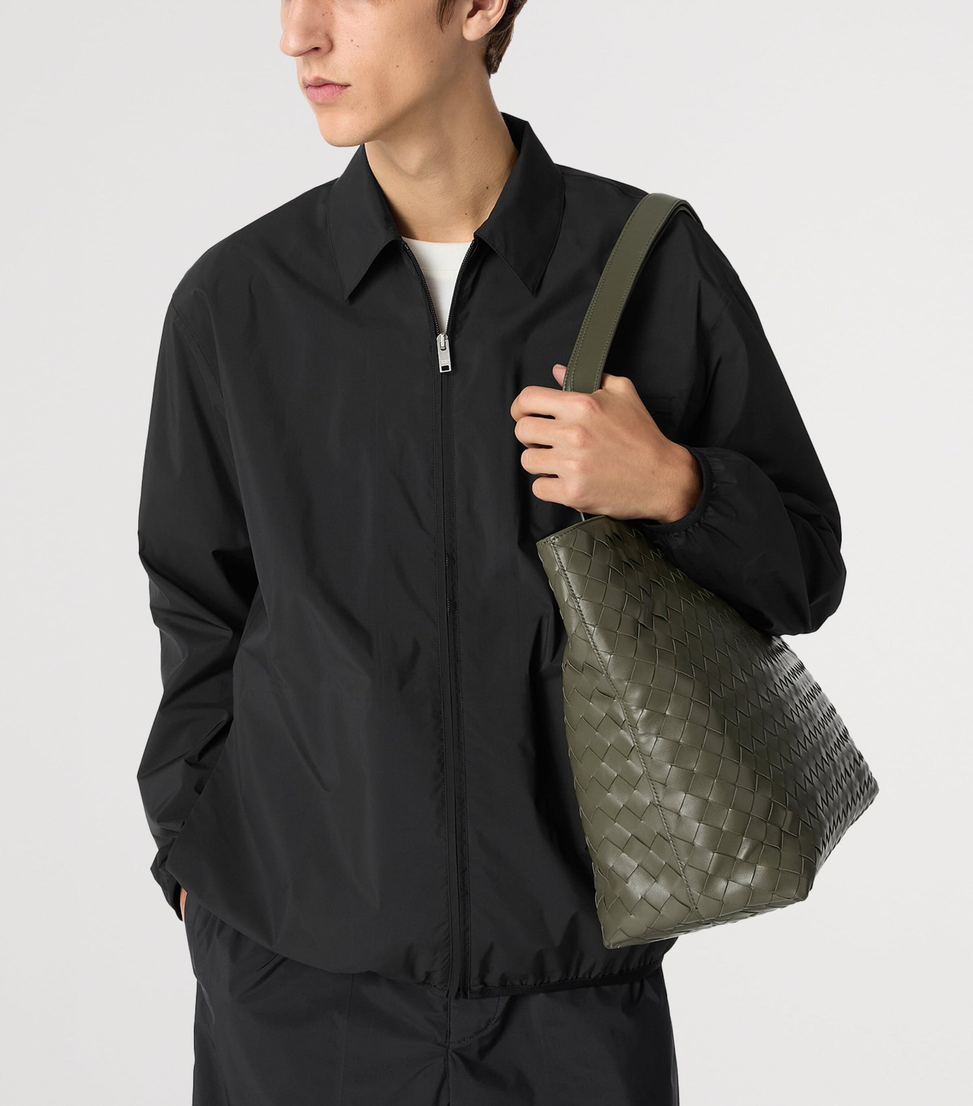 Bottega Veneta Small Leather Intrecciato Zipped Tote Bag