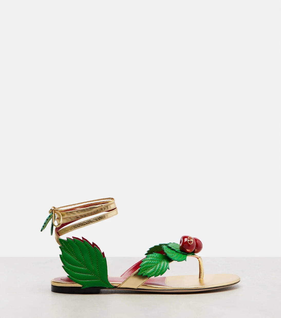 Valentino Garavani - Cherryfic metallic leather thong sandals