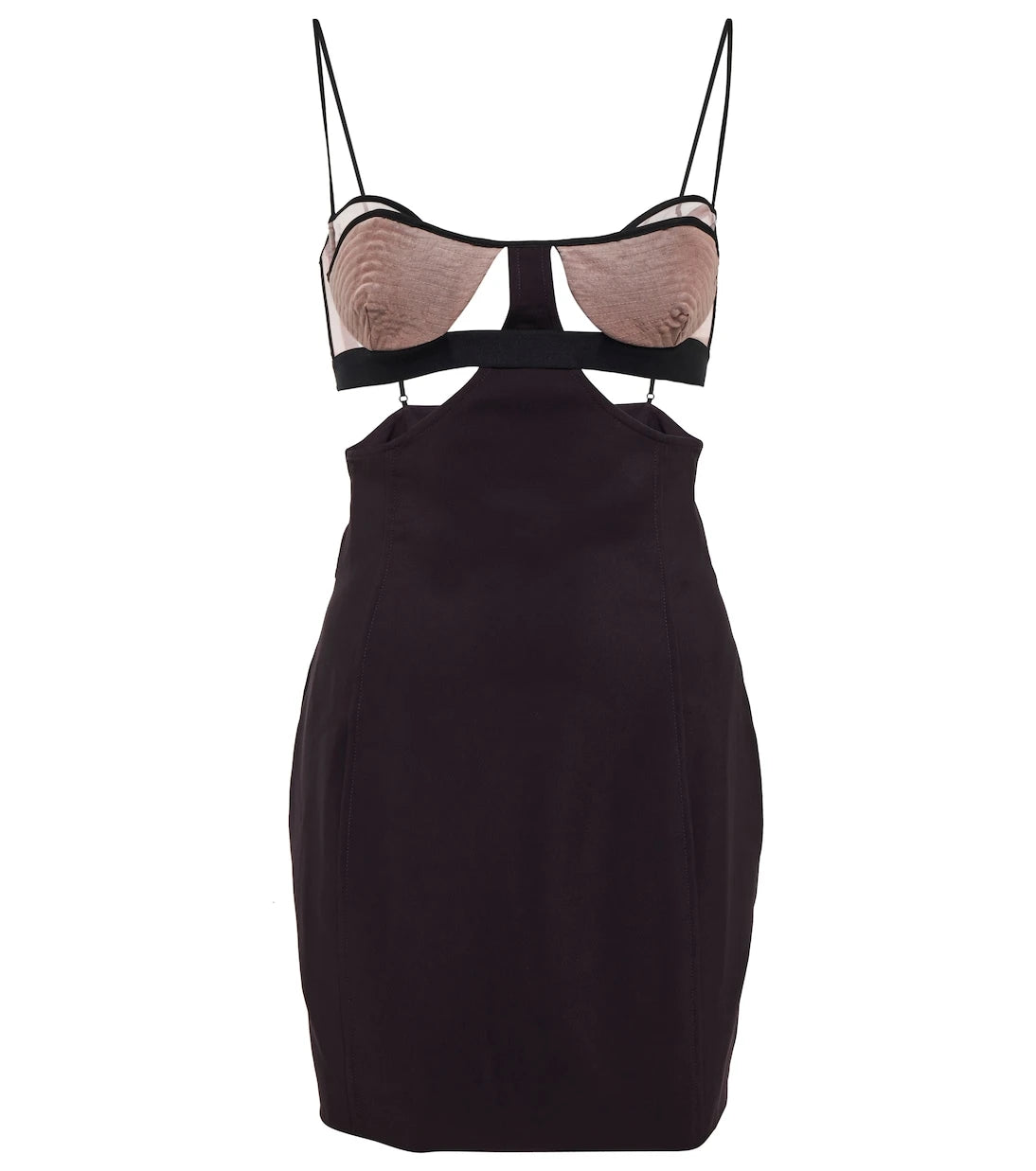 Nensi Dojaka - Cutout mesh-paneled minidress
