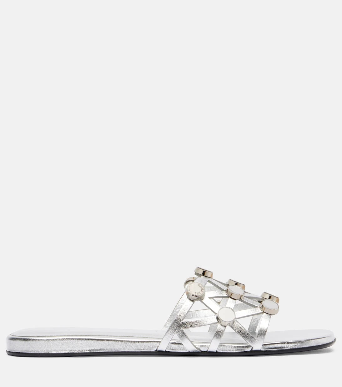 The Attico - Grid embellished leather flat sandals