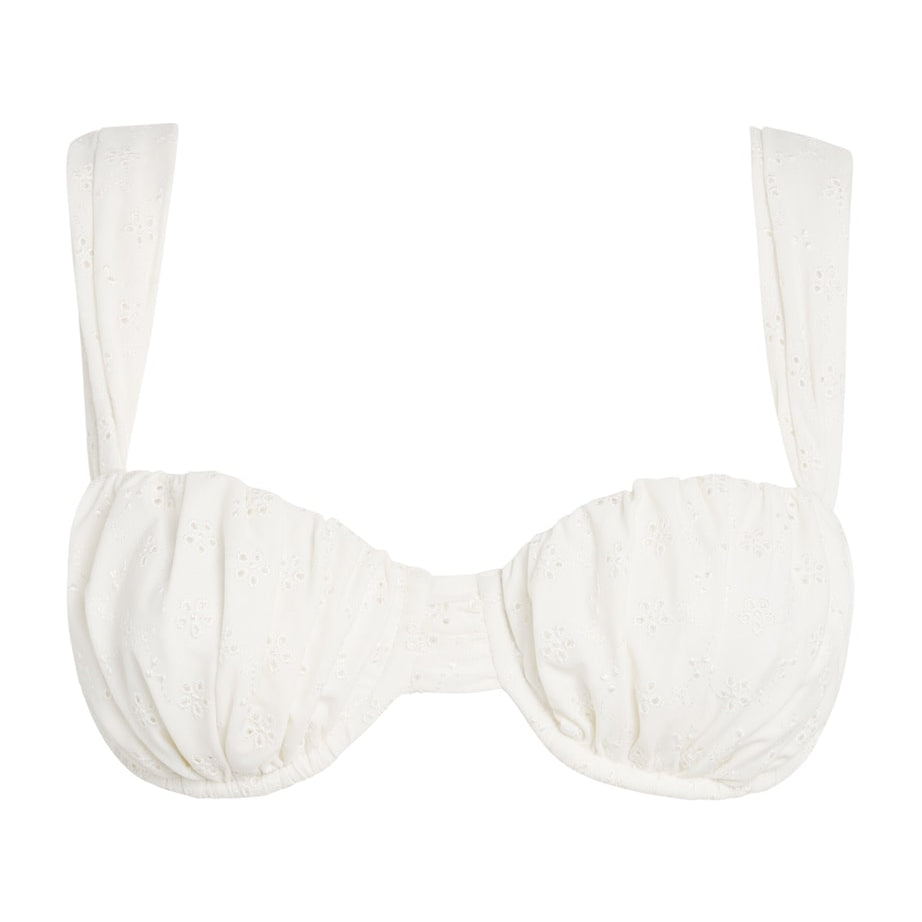 Faithfull the Brand White Broderie Anglaise Emily Bikini Top