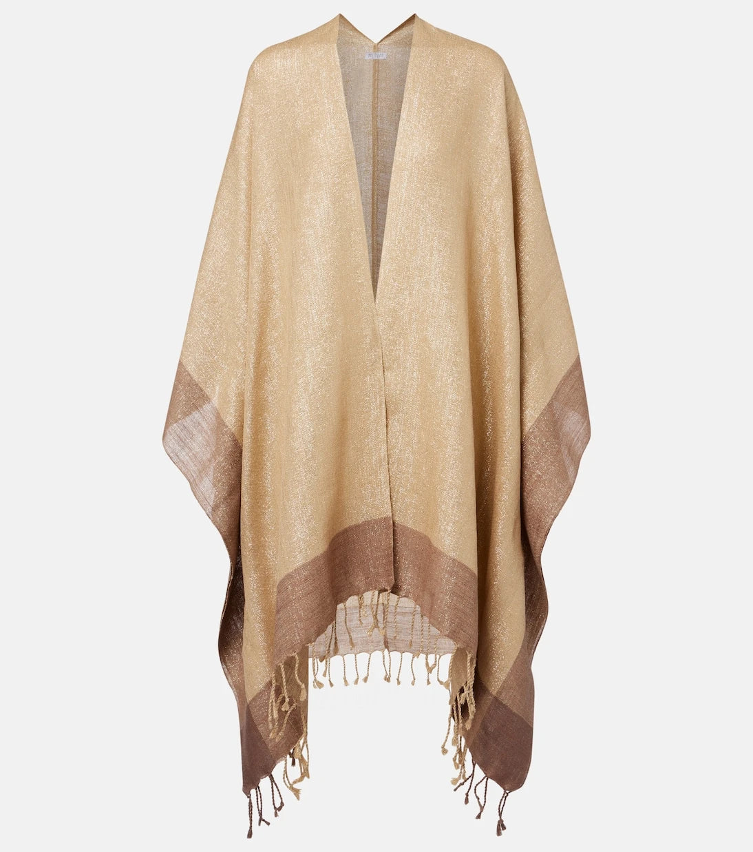 Brunello Cucinelli - Fringed linen-blend lamé poncho