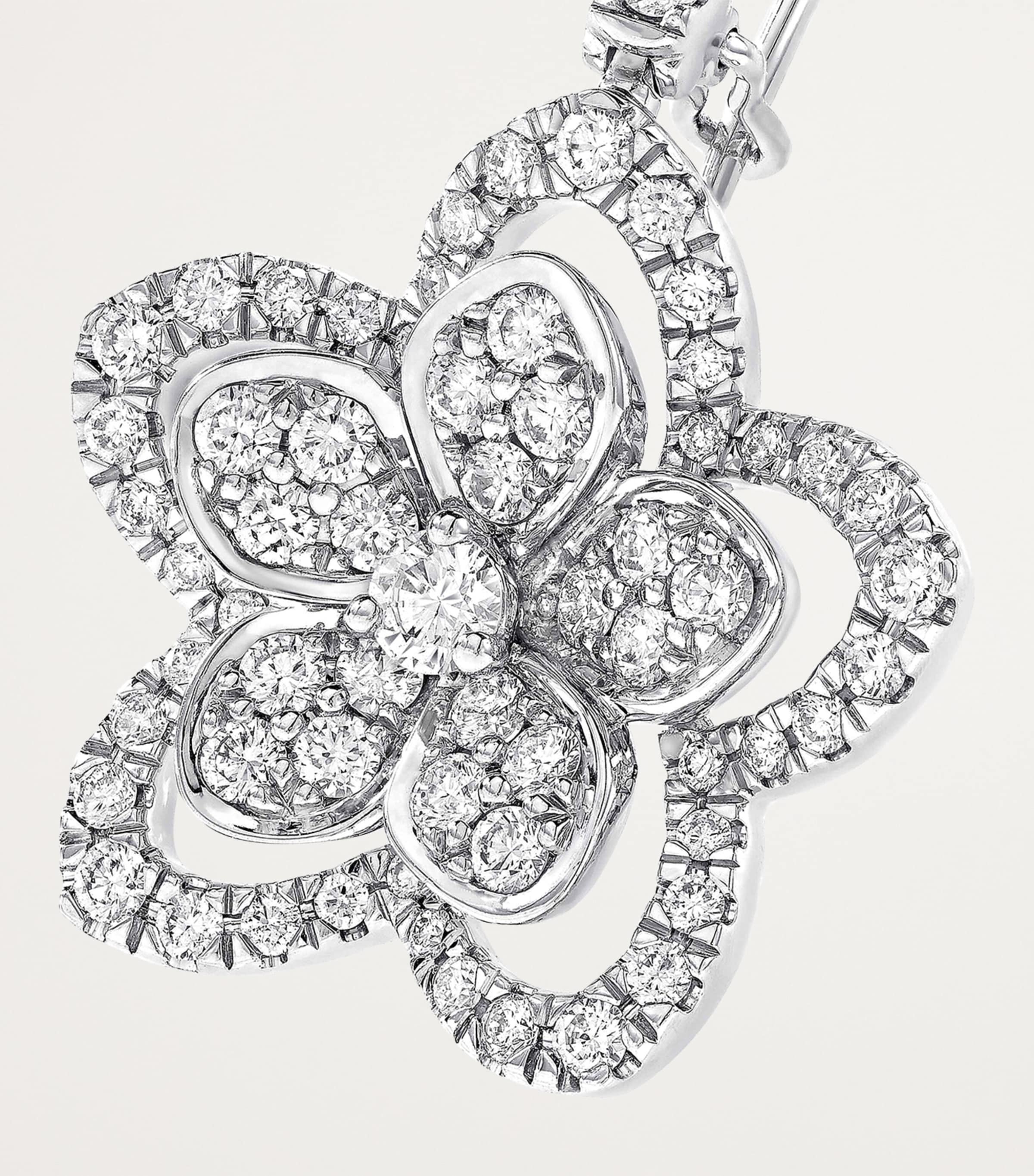 Graff White Gold and Diamond Wild Flower Earrings