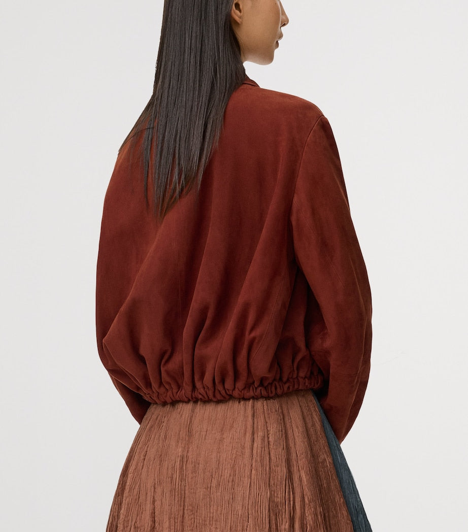 LOEWE Brown Suede Balloon Shirt Jacket