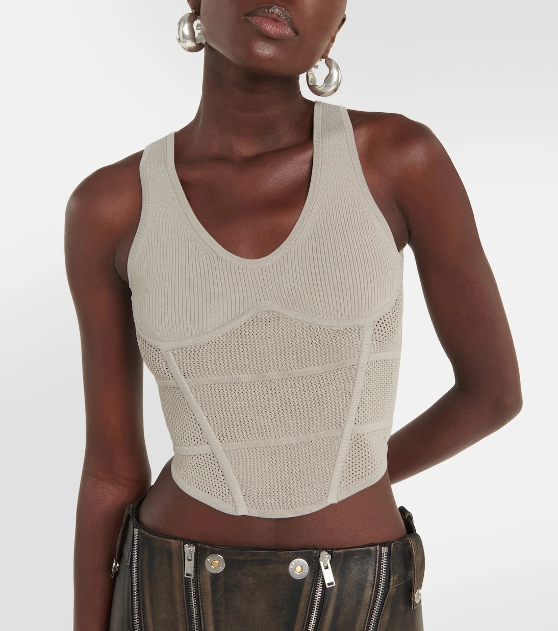 Dion Lee - Cropped ribbed-knit bustier