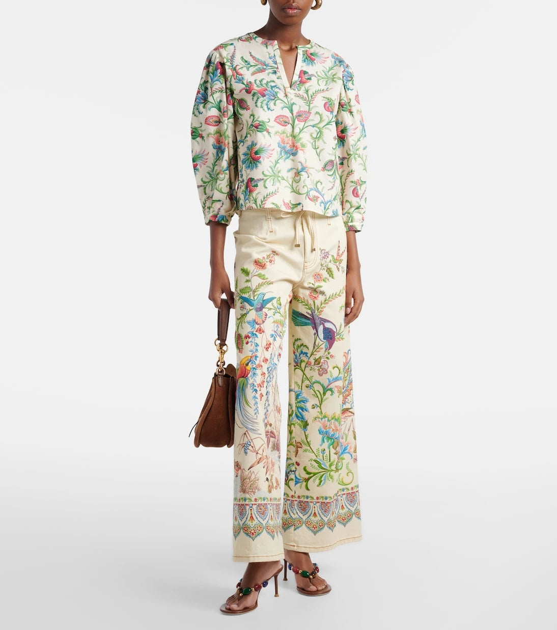 Etro - جينز مطبوع بحزام واسع الساق