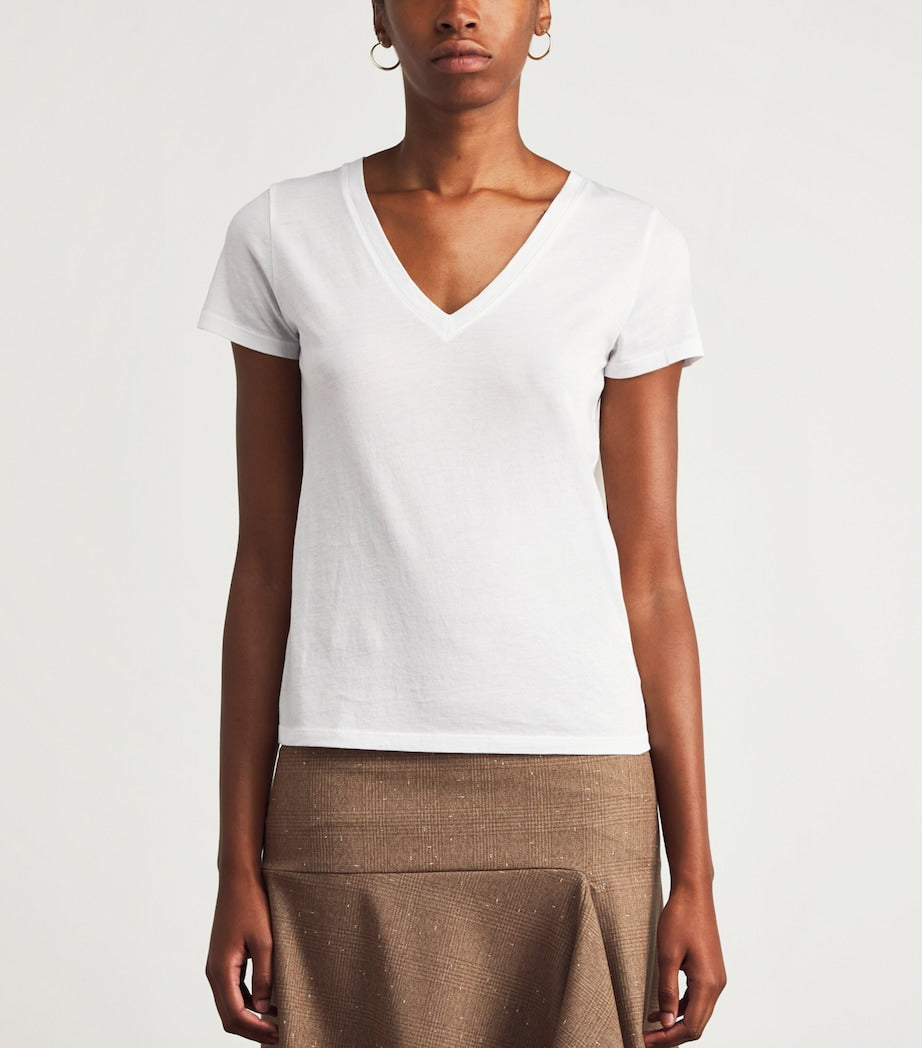 White Pima Cotton V-Neck T-Shirt