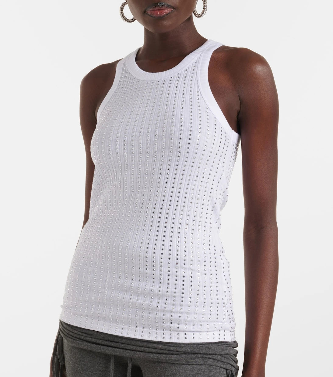 The Attico - Embellished cotton jersey top
