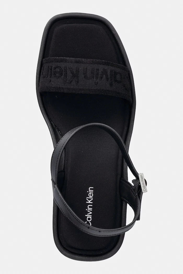 Calvin Klein kama topuklu sandalet ayakkabı WEDGE 70 SNDL WEBBING LTH