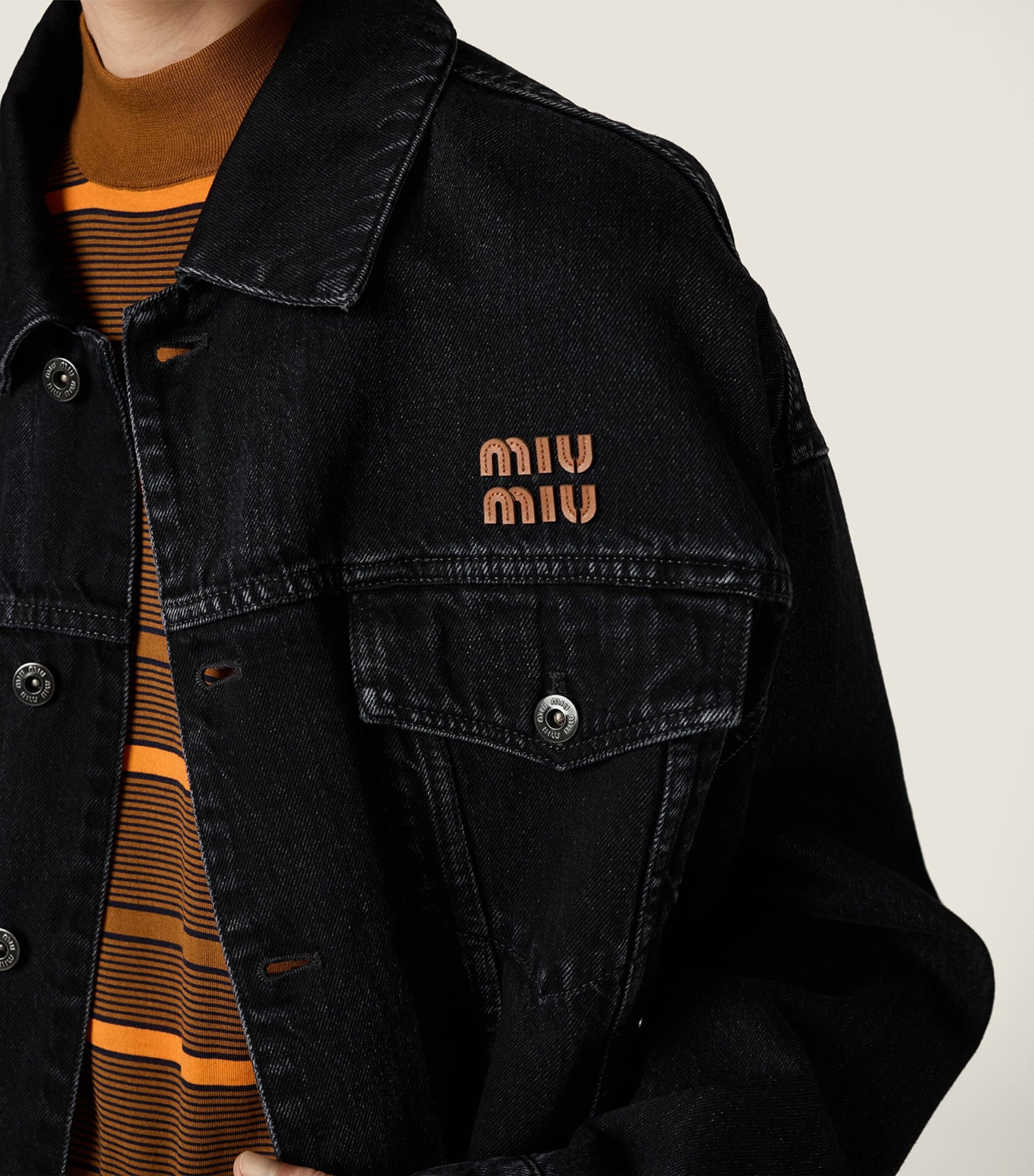 Miu Miu Black Raw-Hem Denim Jacket