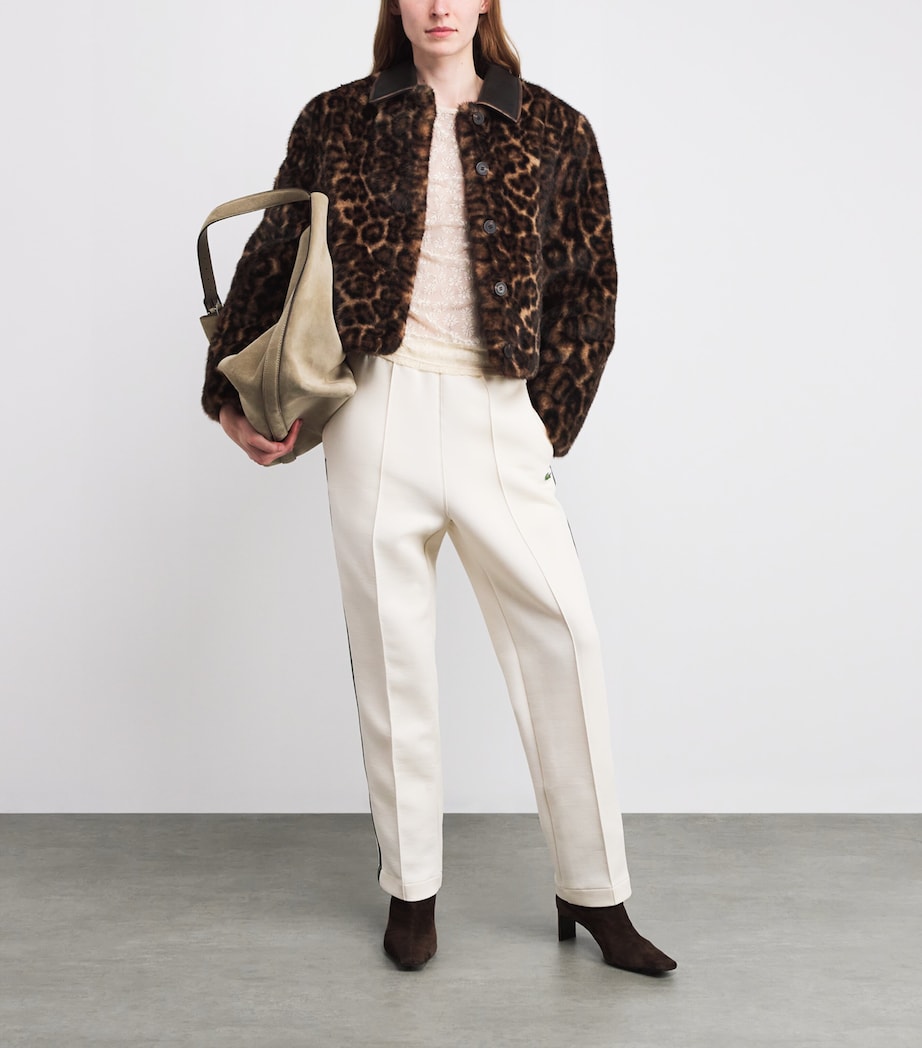 Claudie Pierlot Brown Faux Fur Leopard Bomber Jacket