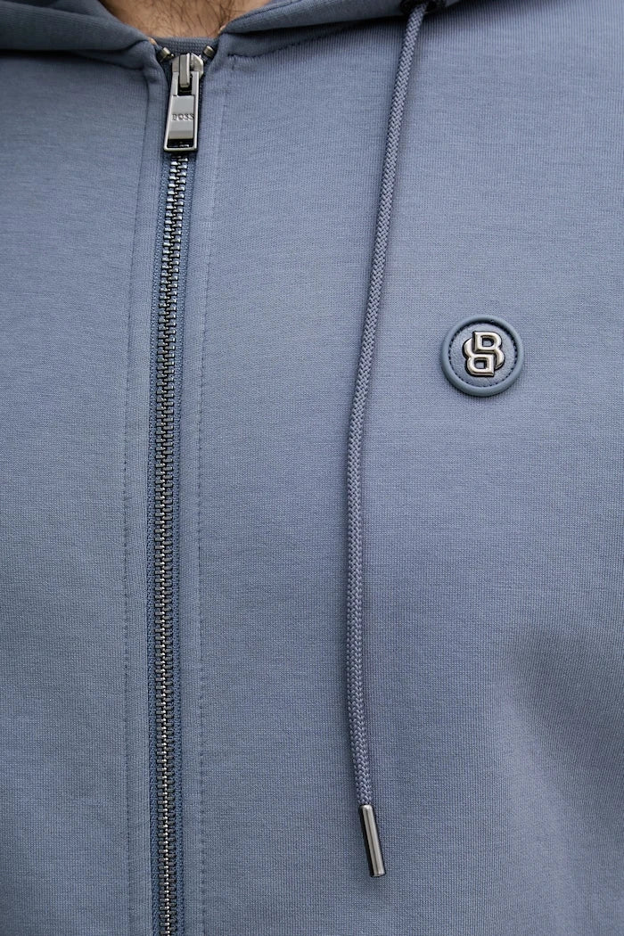 BOSS erkek pamuklu kapüşonlu ve fermuarlı sweatshirt C-Spence 01