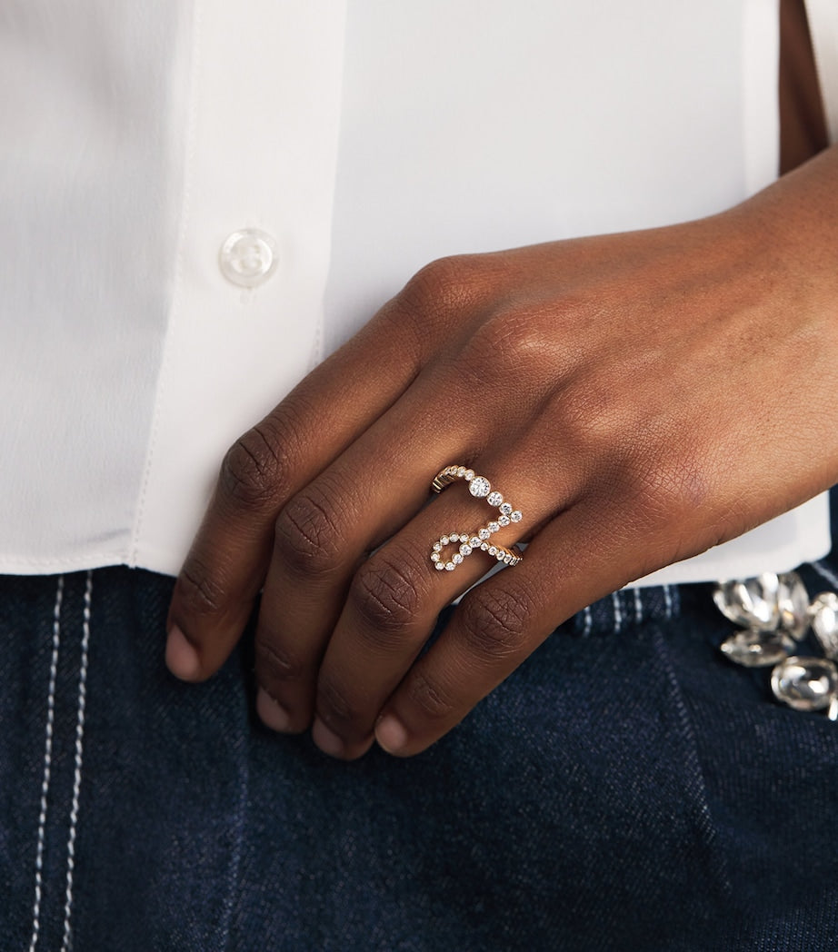 Yellow Gold and Diamond Ensemble ‘L’ Ring