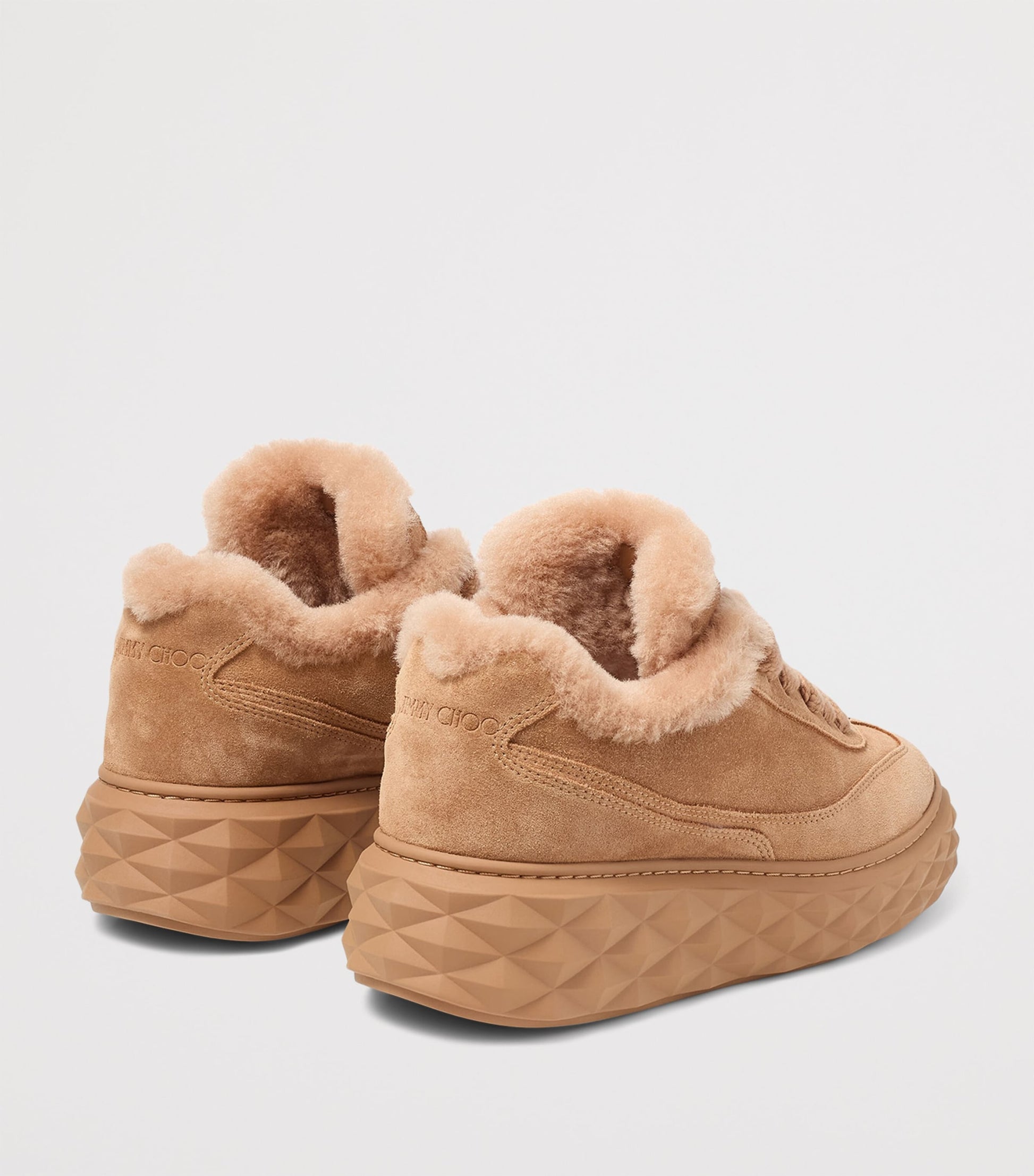Diamond Maxi Retro Suede-Shearling Sneakers V TOFFEE/TOFFEE