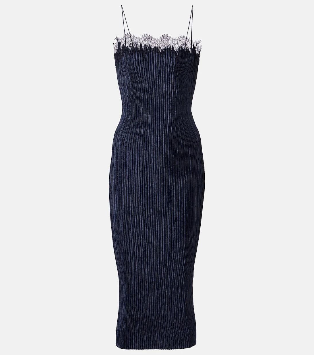 Fforme - Lumi lace-trimmed pleated midi dress