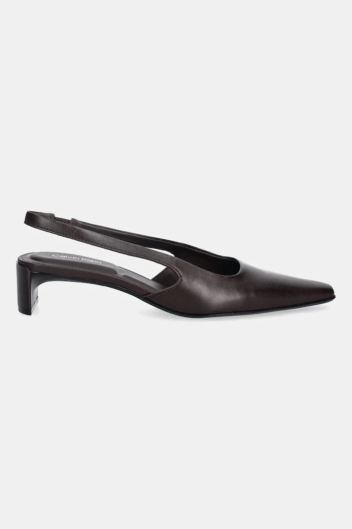 Calvin Klein SET BACK HEEL PUMP SLINGBACK LTH Deri Kalın Topuklu Ayakkabı