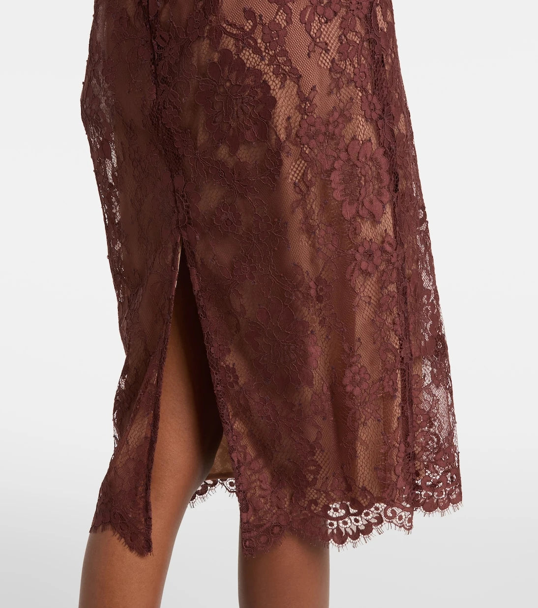 Self-Portrait - Belted floral lace midi skirt