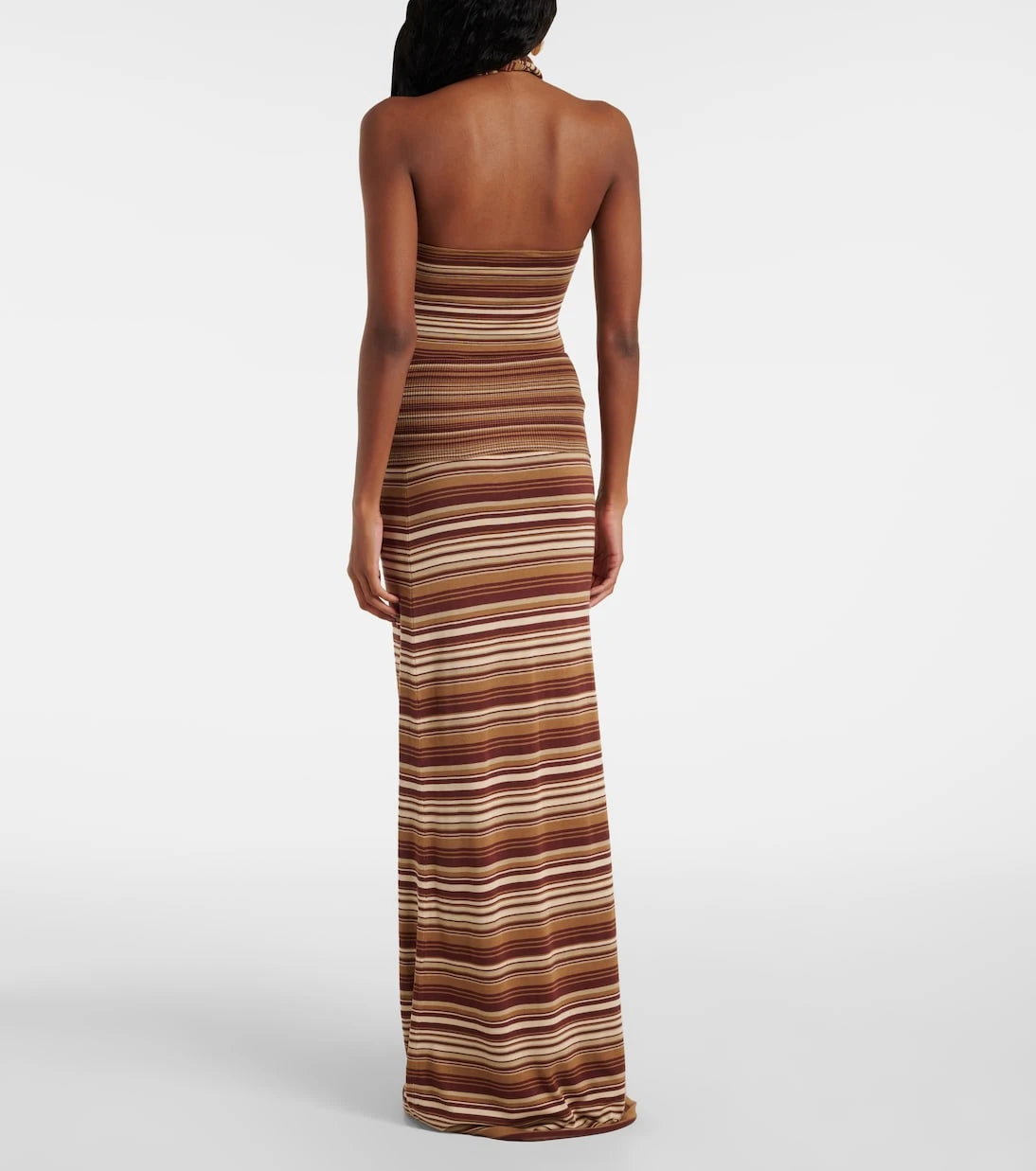 Aya Muse - Knitted striped silk-blend maxi skirt