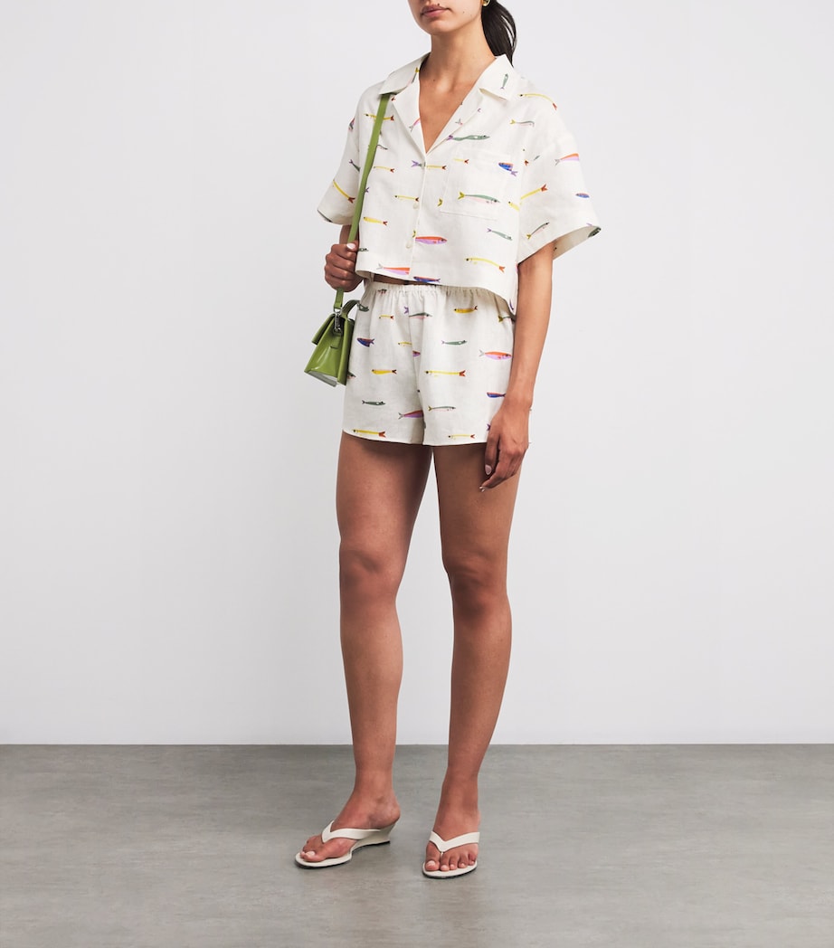 STAUD Linen Cropped Daya Shirt