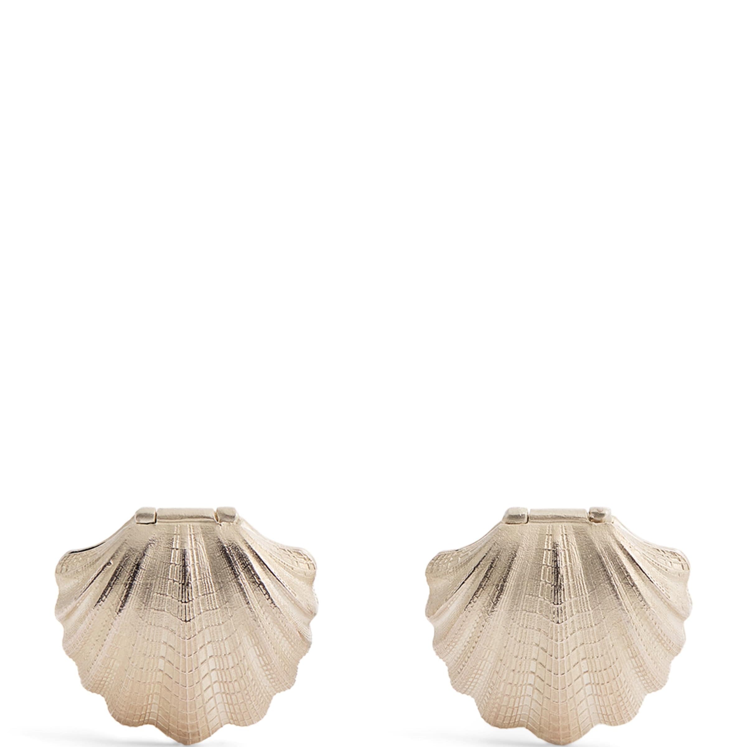Deakin & Francis Sterling Silver Pearl-Detail Clam Cufflinks