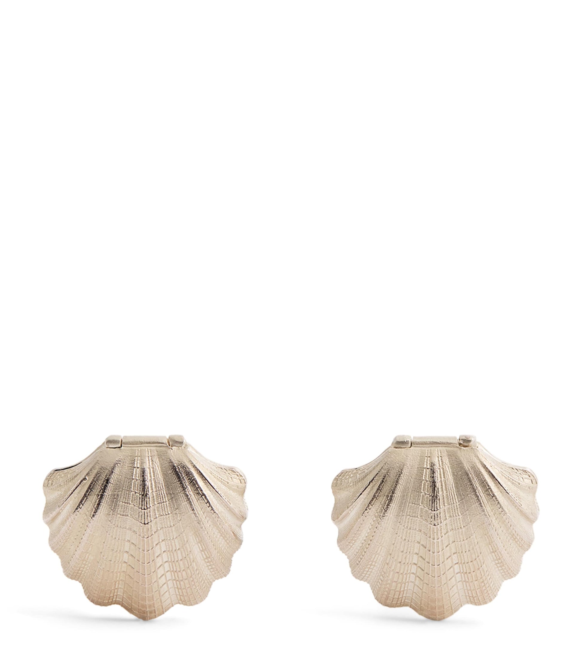 Deakin & Francis Sterling Silver Pearl-Detail Clam Cufflinks