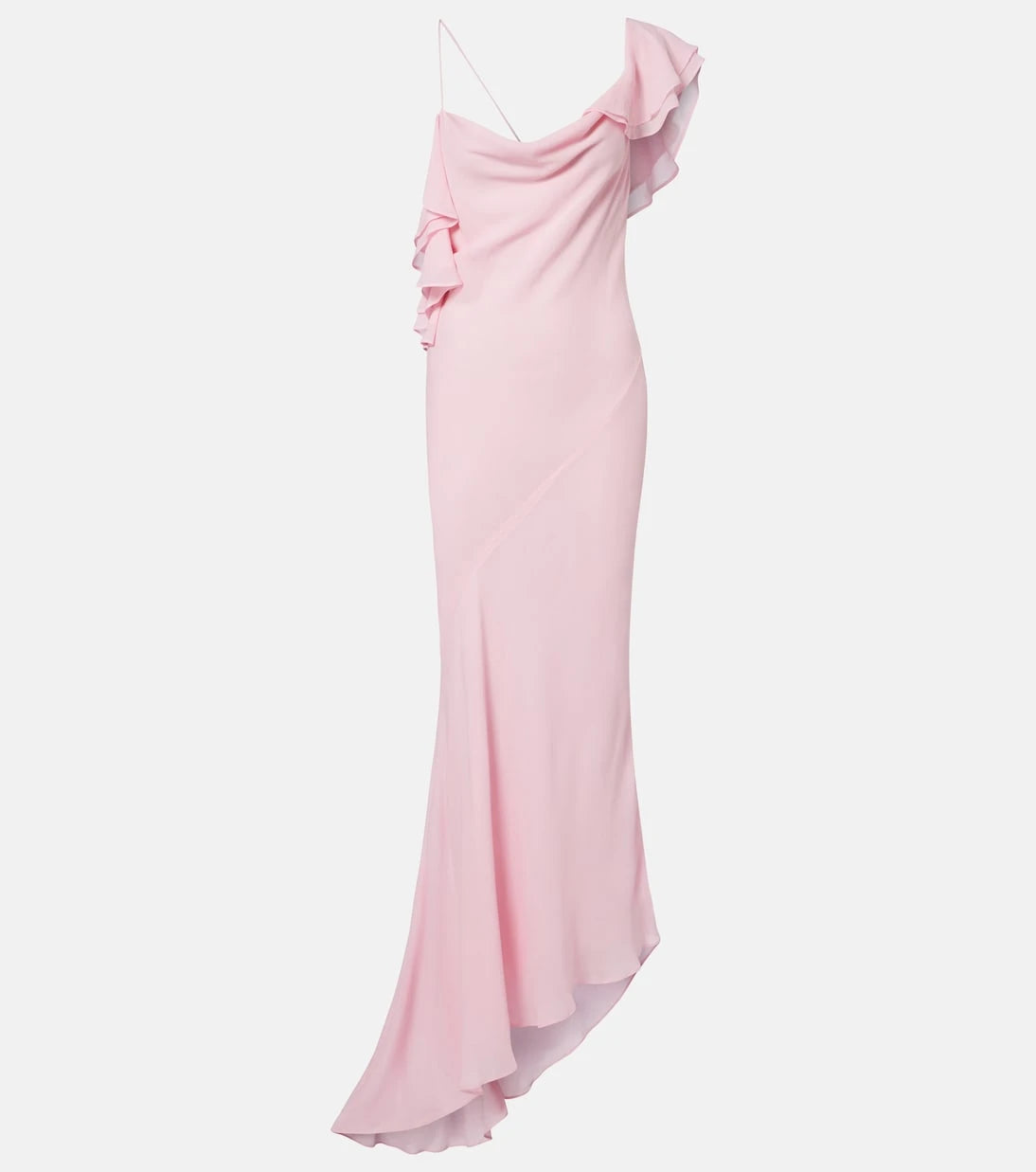 Self-Portrait - Ruffled asymmetric georgette gown