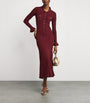 Self-Portrait Burgundy Rib-Knit Midi Dress
