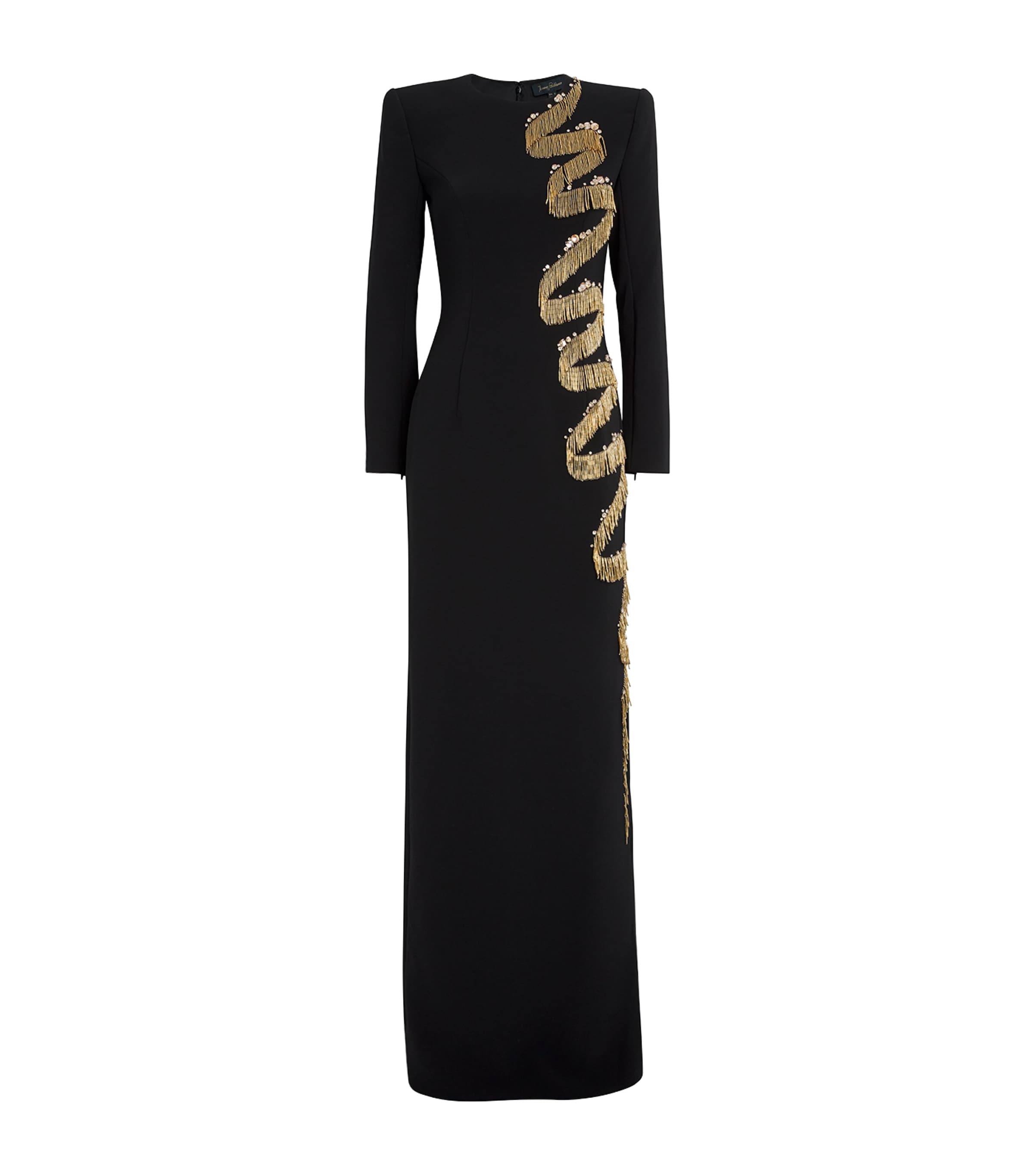 Jenny Packham Black Embellished Liberty Maxi Dress