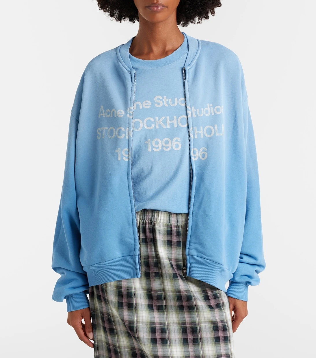 Acne Studios - سويت شيرت بقصة فضفاضة وسحاب، من مزيج القطن