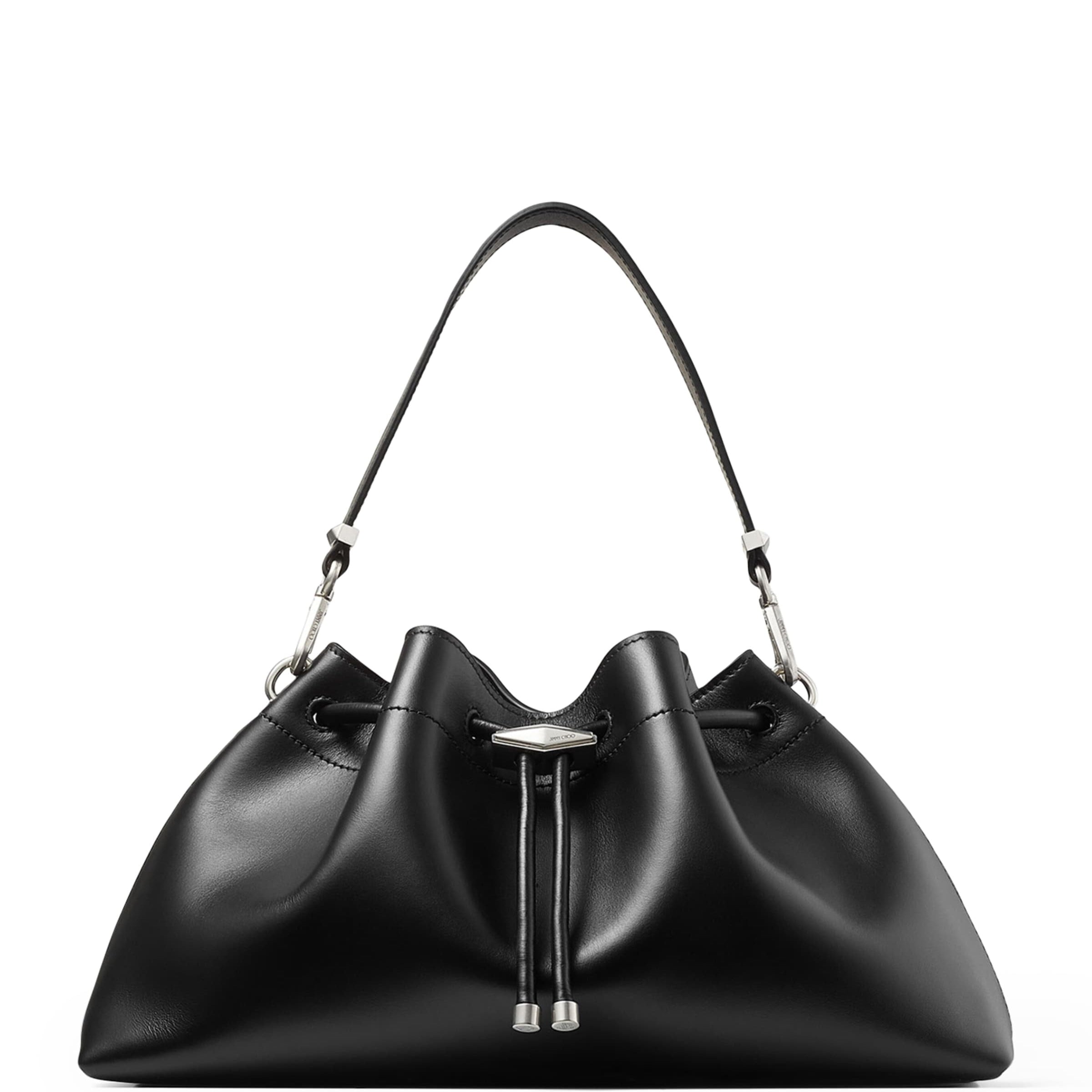 Jimmy Choo Black Medium Leather Cinch Bucket Bag