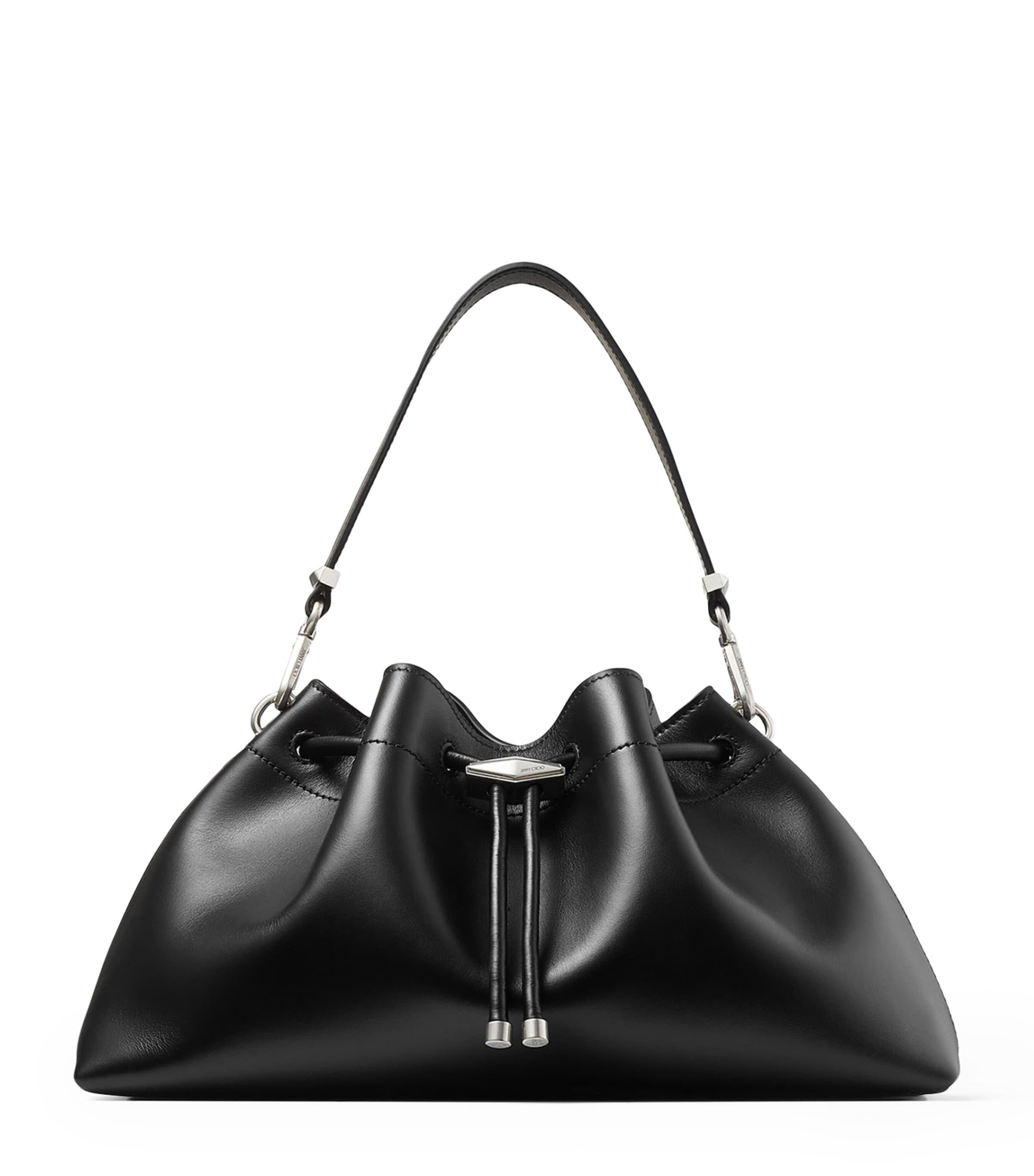 Jimmy Choo Black Medium Leather Cinch Bucket Bag