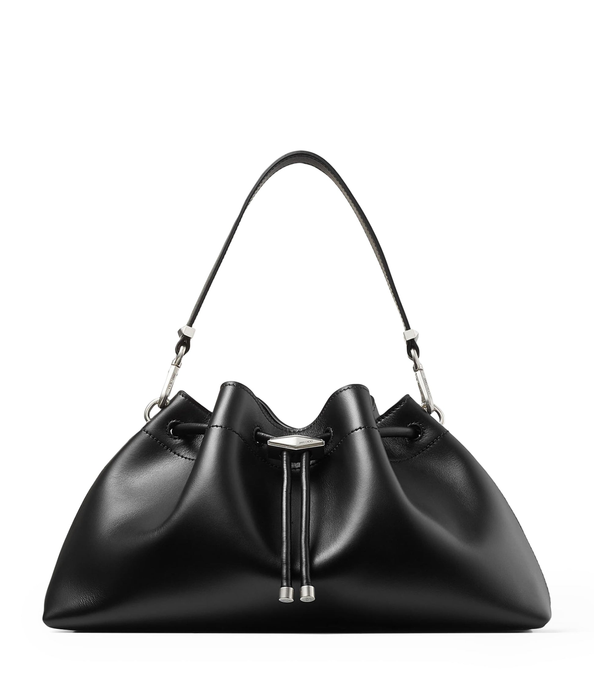Jimmy Choo Black Medium Leather Cinch Bucket Bag