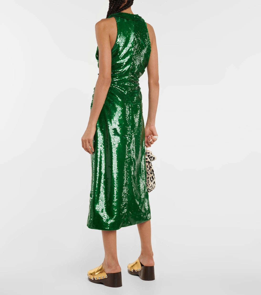 Ganni - Sequined ruched midi dress
