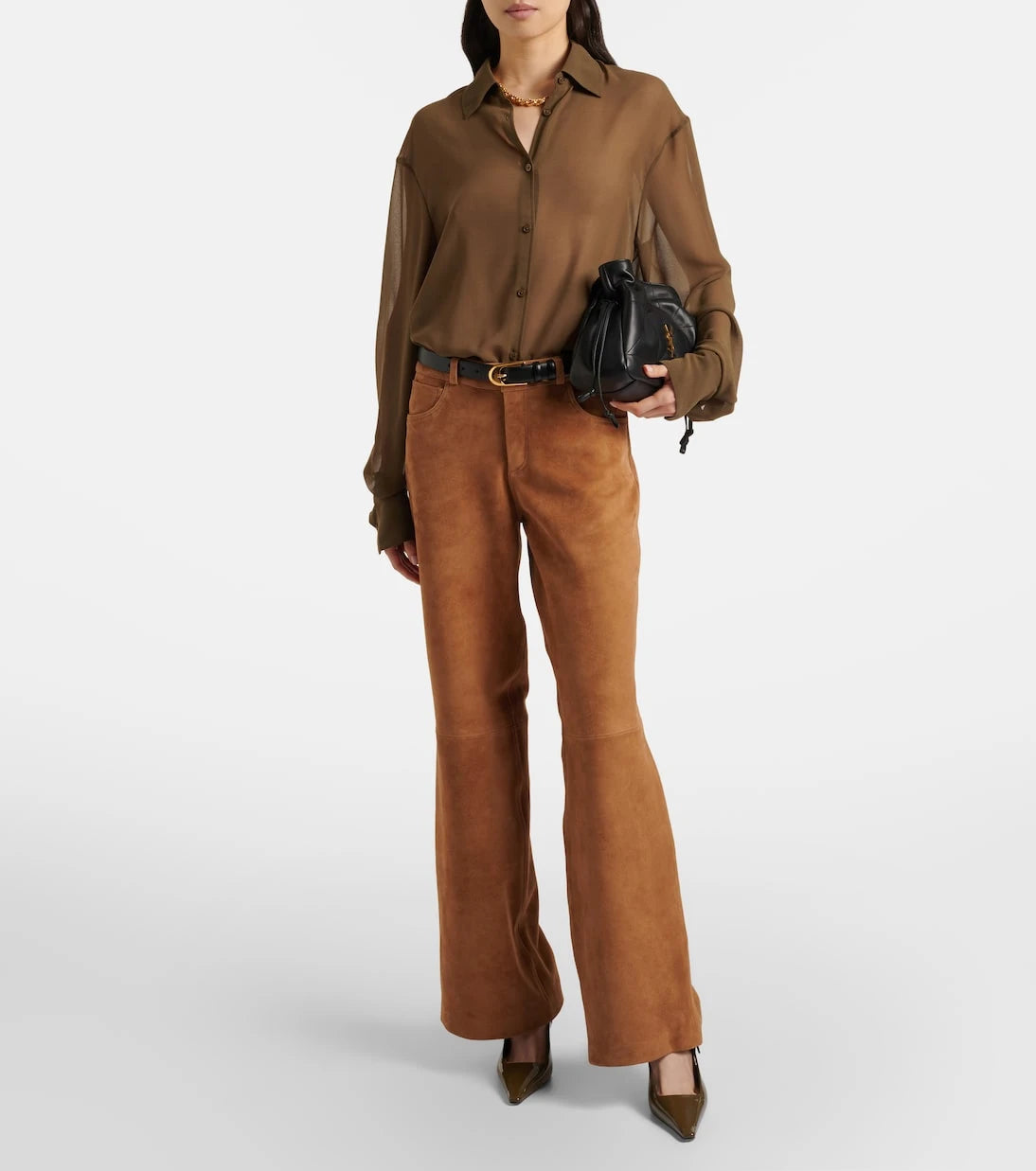 Nour Hammour - Milo suede wide-leg pants