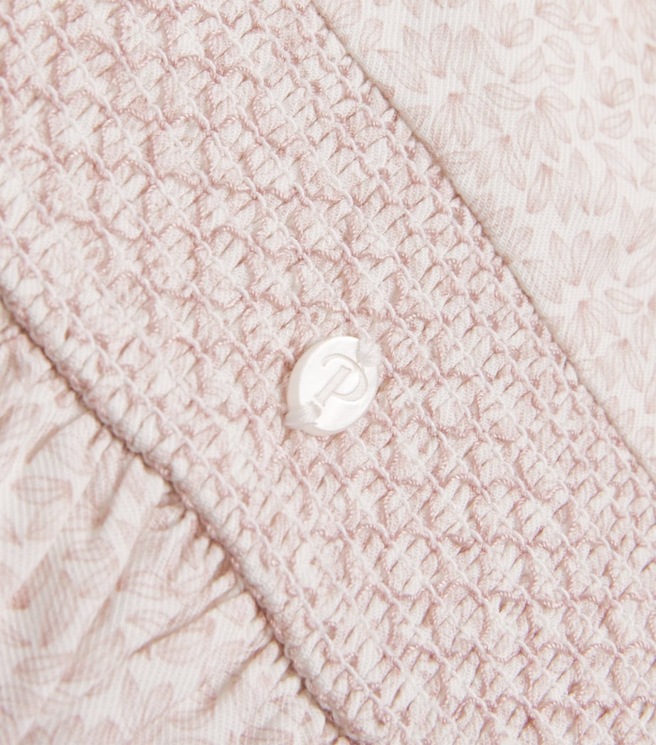 Patachou Pink Leaf Print Shirred Dress (6 Months-4 Years)