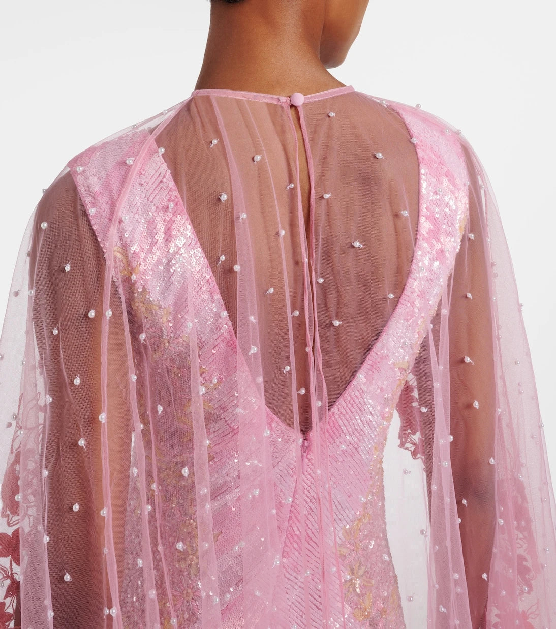 Là Fuori - Panorama embellished caped gown