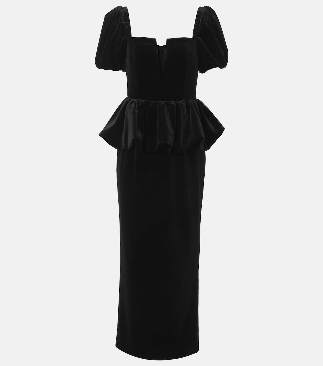Self-Portrait - Peplum velvet midi dress