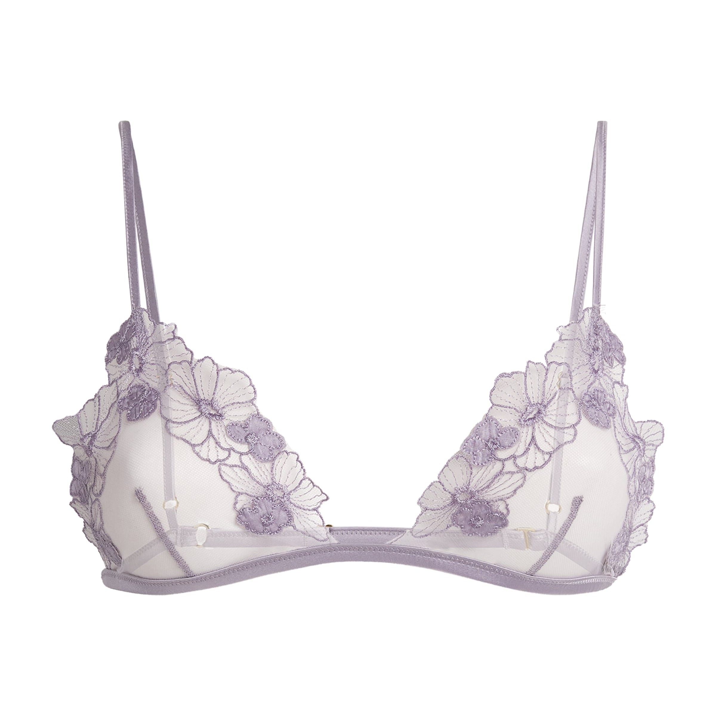 Kiki de Montparnasse Purple Floral-Lace Triangle Bra