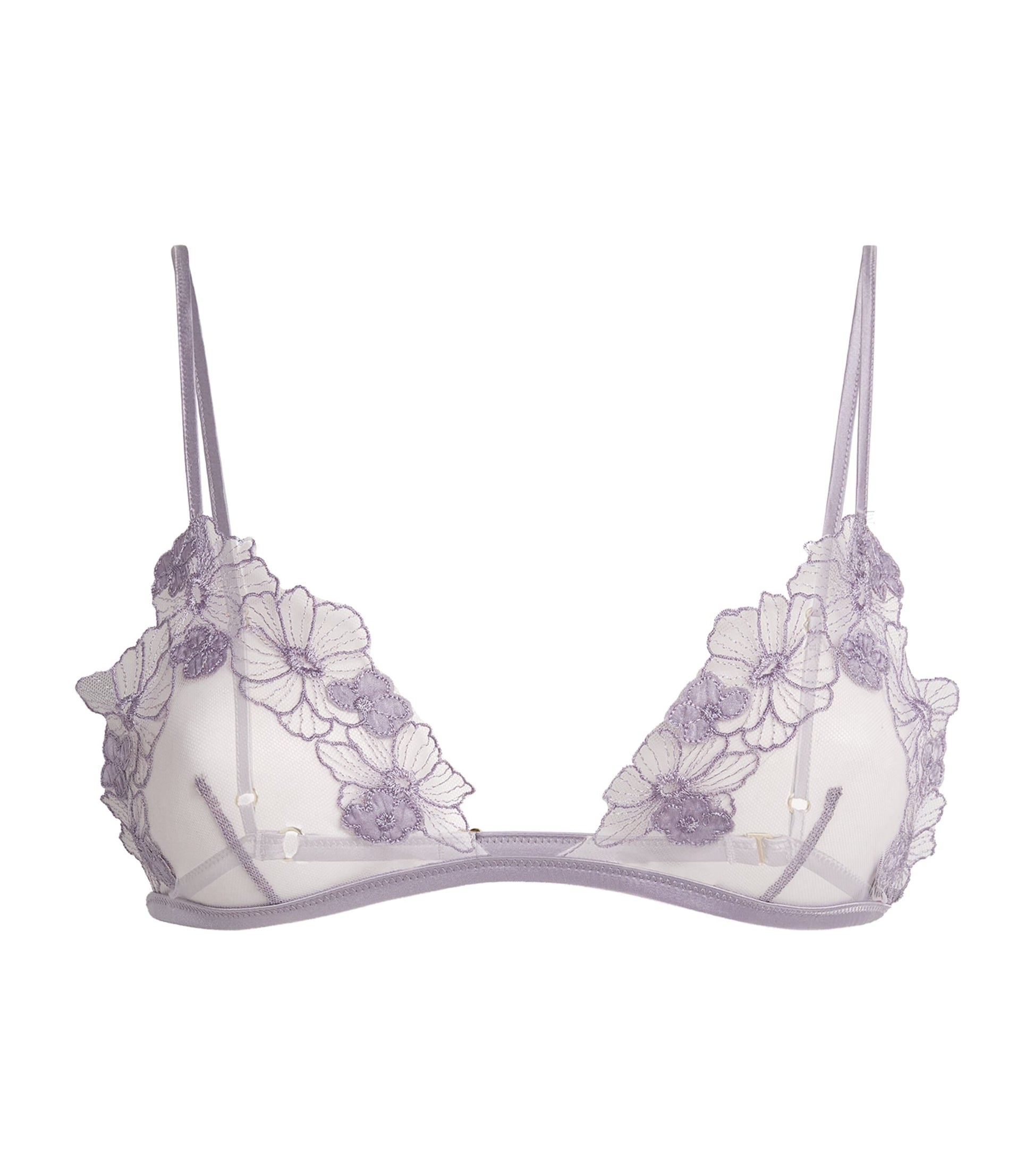 Kiki de Montparnasse Purple Floral-Lace Triangle Bra