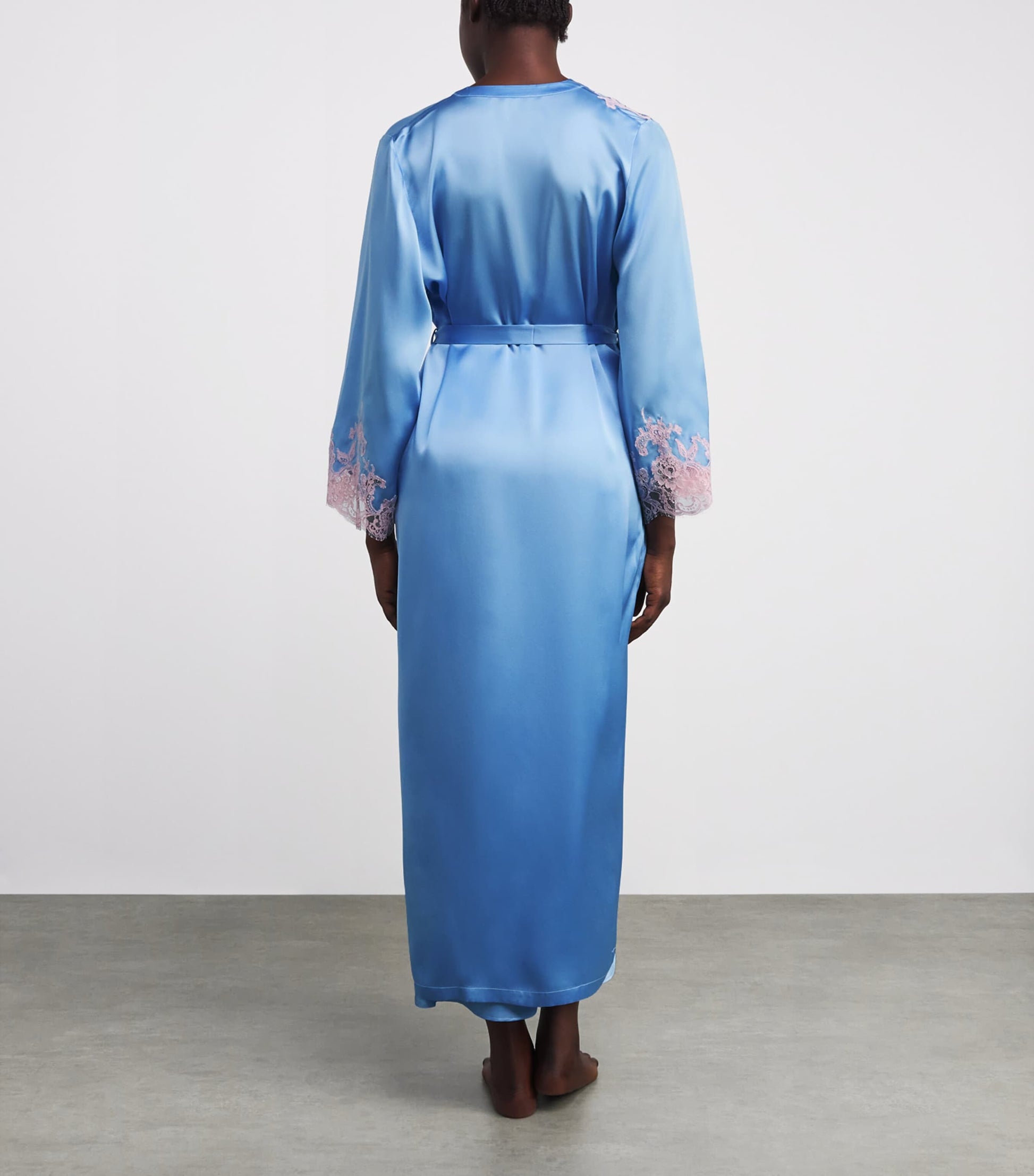 Silk Lace-Trim Bénédicte Long Robe