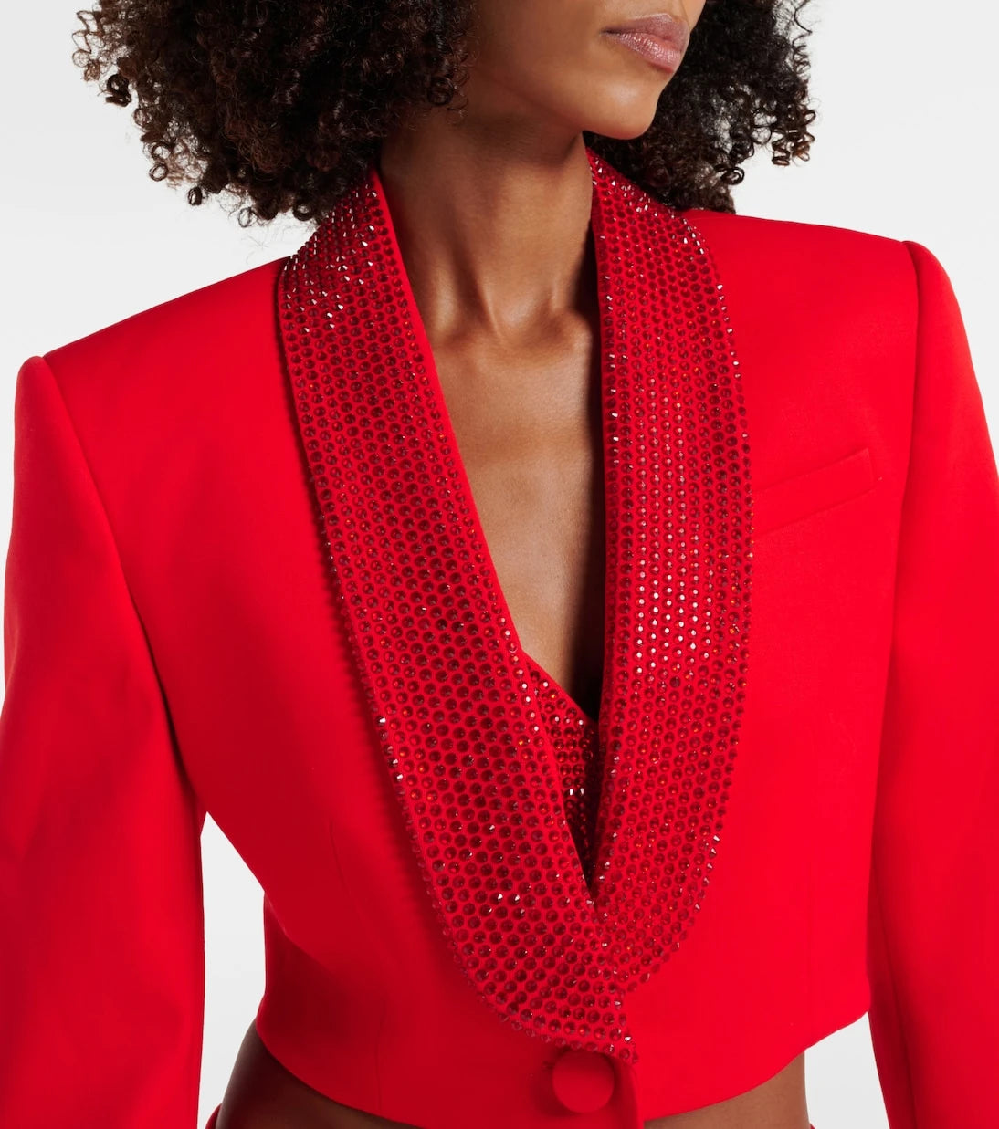 Area - Crystal-embellished cropped wool blazer